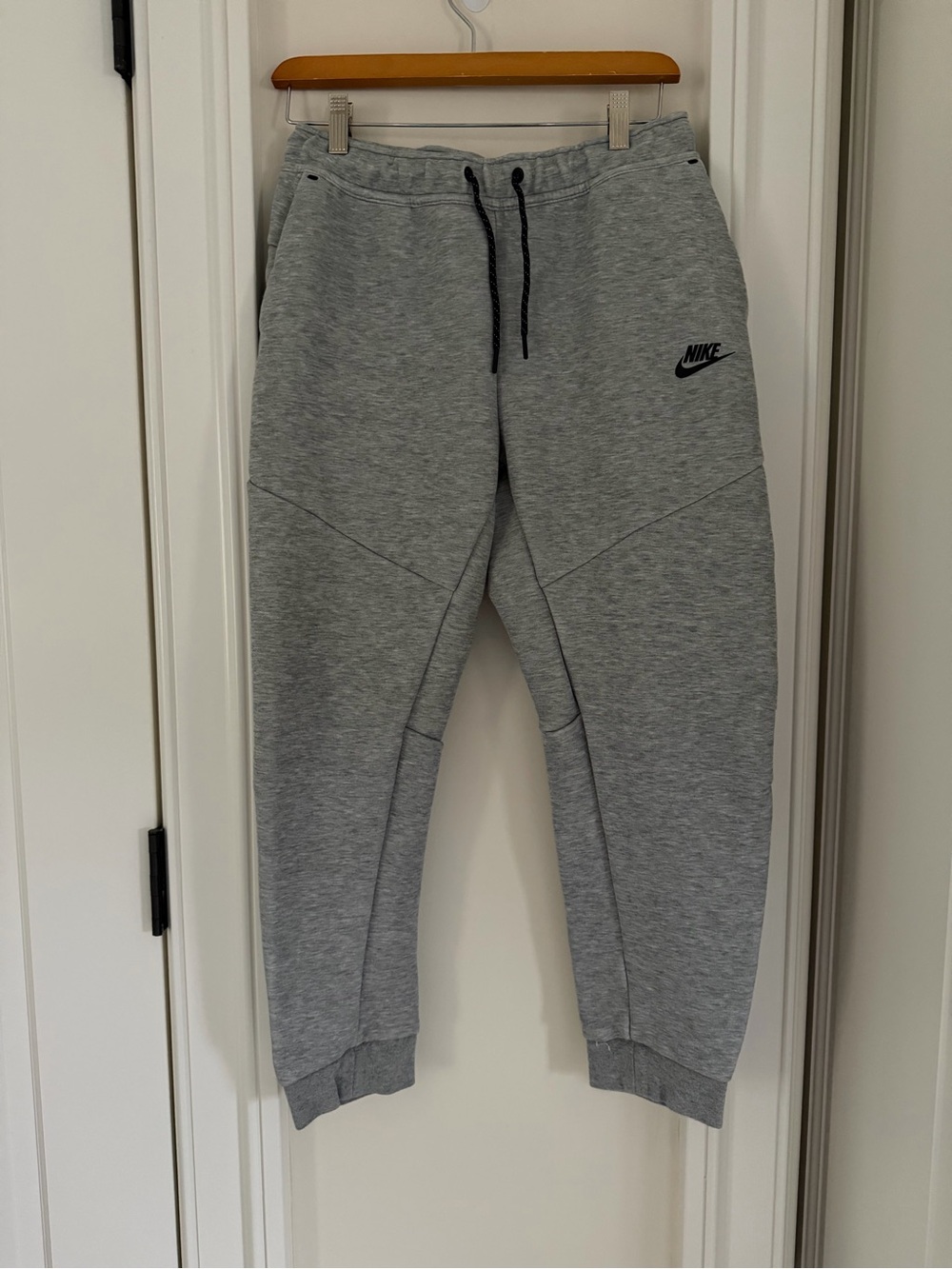 Nike Gray Kids Fleece Joggers with Black Drawstring